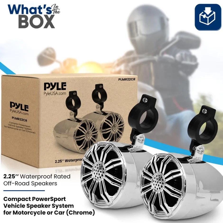 Waterproof Off-Road Speakers 20W Marine Grade Chrome 2.25" Woofer<Pyle Best