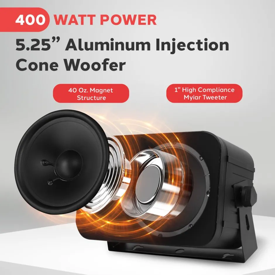 Waterproof Outdoor Speaker System, 5.25" Woofer, Heavy Duty, Black<Pyle