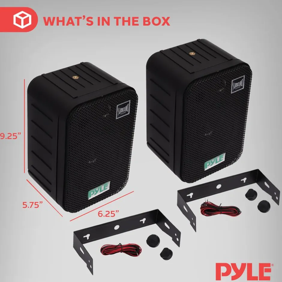 Waterproof Outdoor Speaker System, 5.25" Woofer, Heavy Duty, Black<Pyle