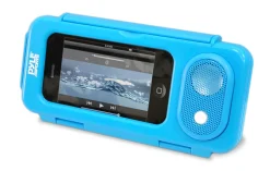 Waterproof Speaker Case Amplifies Sound Clear Plastic Blue<Pyle