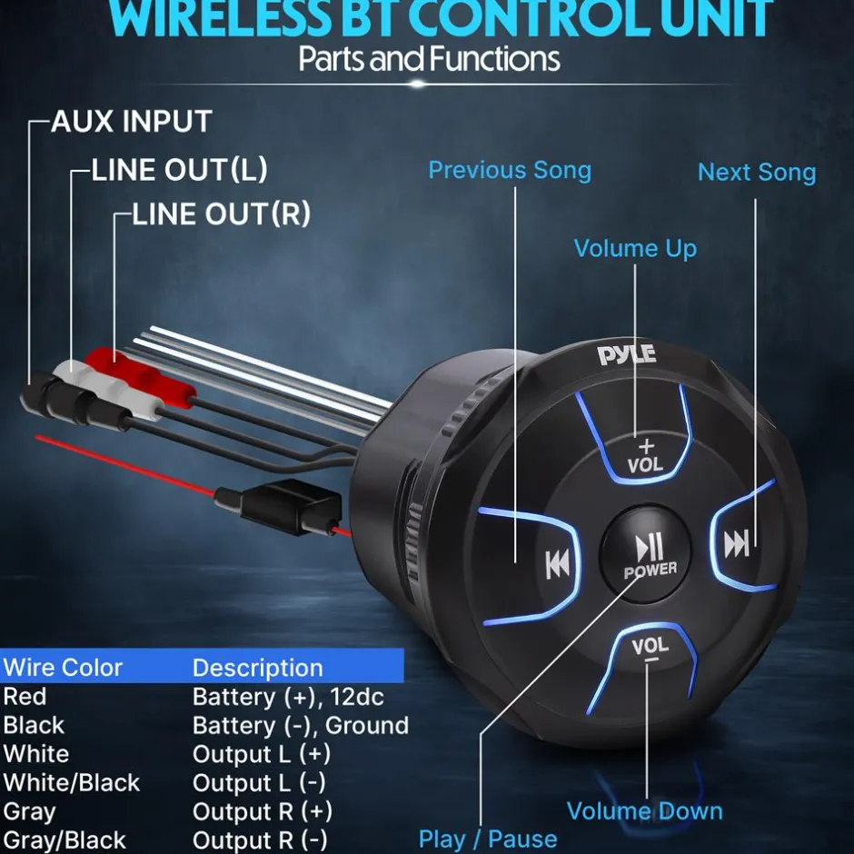 2-Way Bluetooth Marine Speakers 800W Waterproof IP65 White<Pyle Clearance