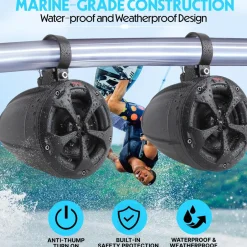 2-Way Bluetooth Marine Speakers 800W Waterproof IP65 White<Pyle Clearance