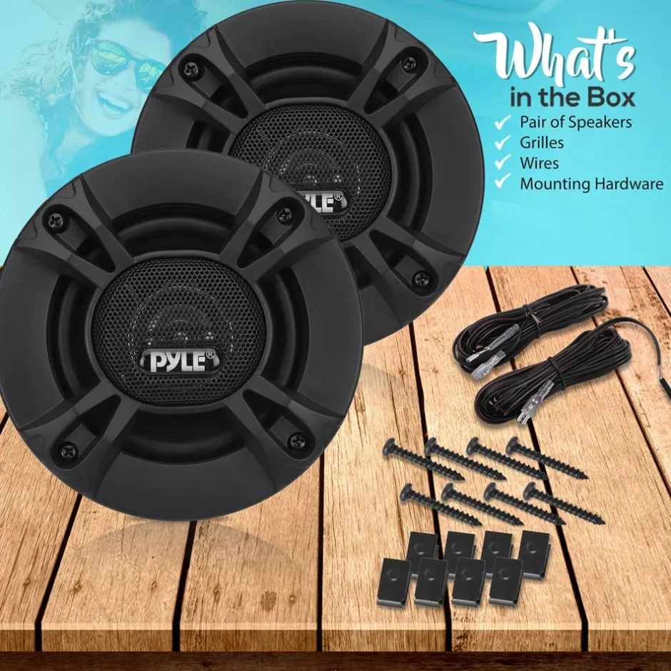 2-Way Car Stereo Speakers 240W Coaxial Low Distortion Black<Pyle Clearance