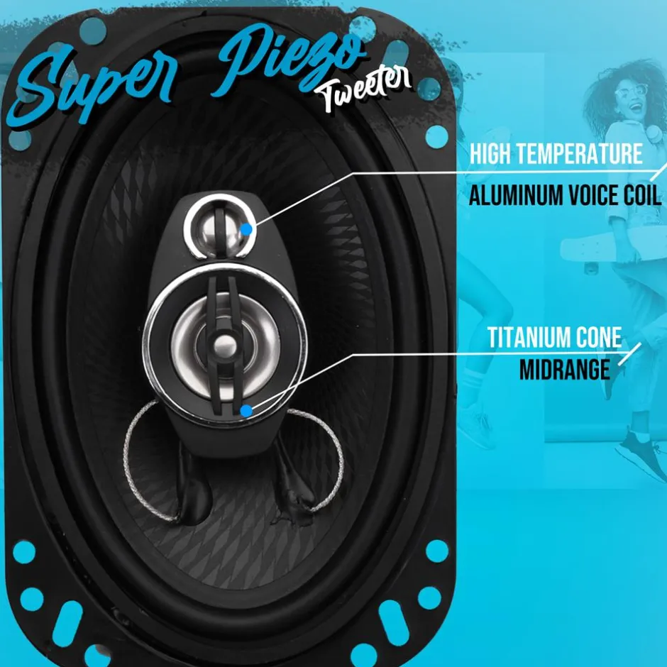 3-Way Car Stereo Speakers 400W Low Distortion 6"x8" Black<Pyle Online