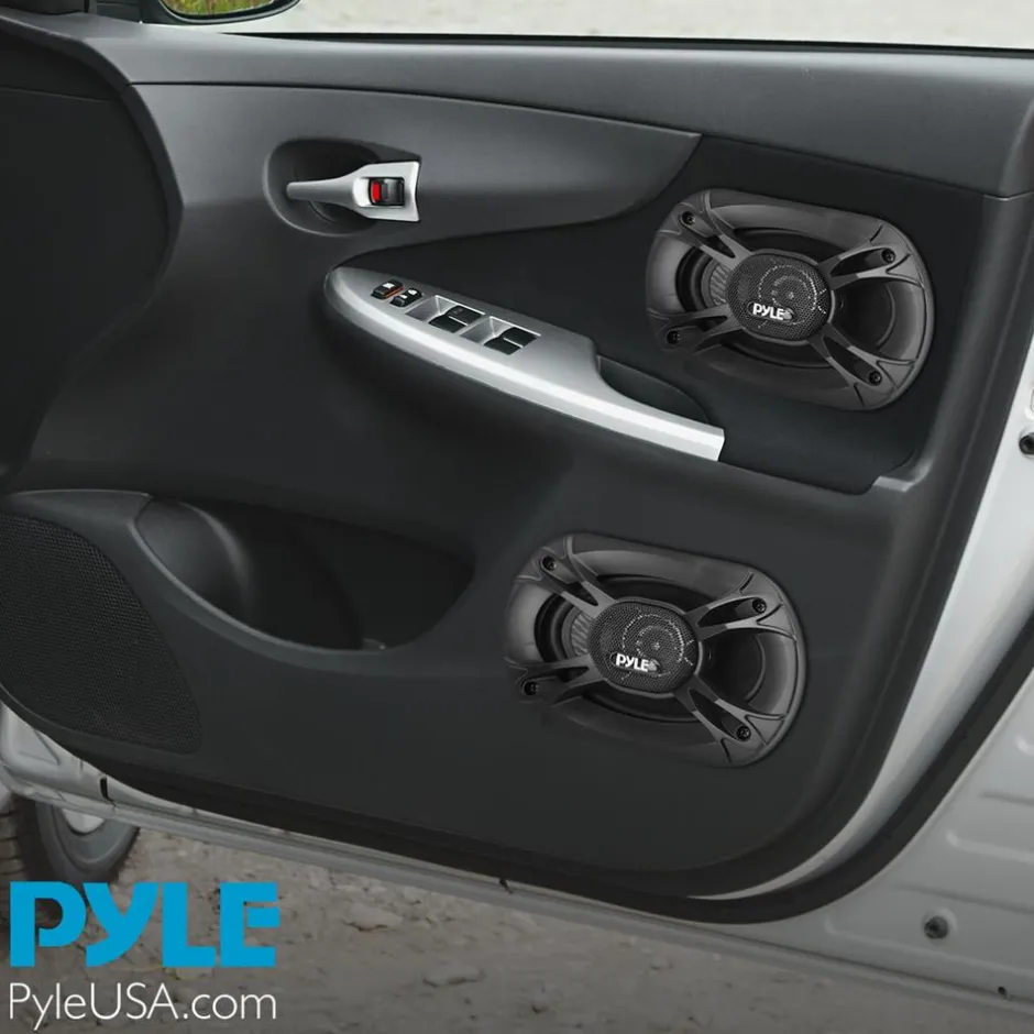 3-Way Car Stereo Speakers 400W Low Distortion 6"x8" Black<Pyle Online