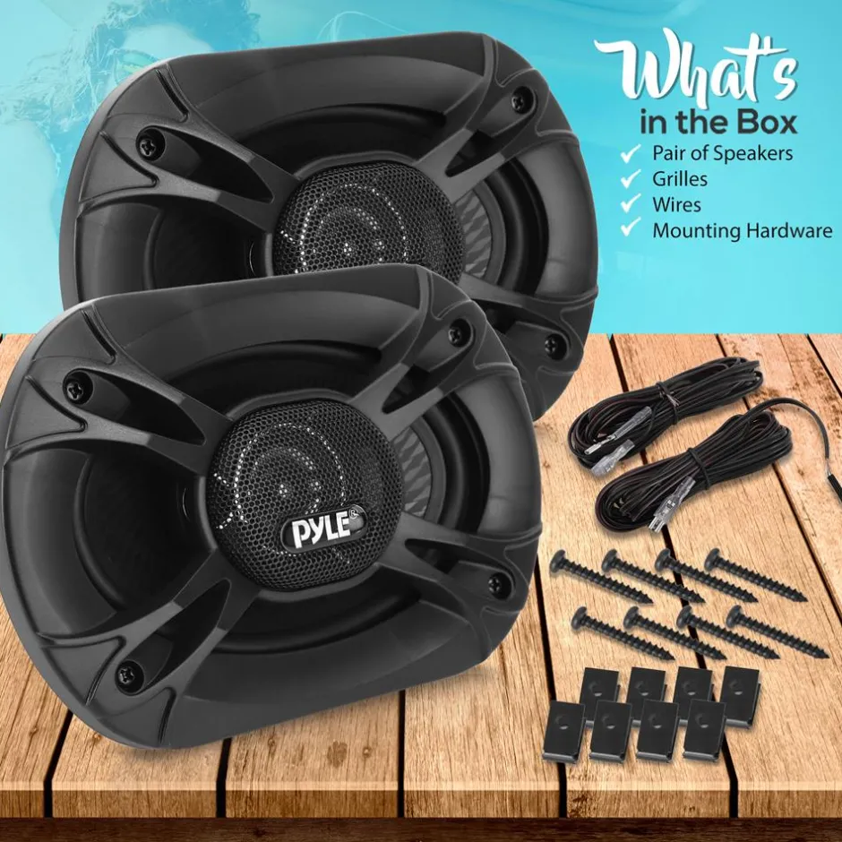 3-Way Car Stereo Speakers 400W Low Distortion 6"x8" Black<Pyle Online