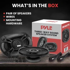 3-Way Car Stereo Speakers 300W Low Distortion Triaxial Black<Pyle Hot