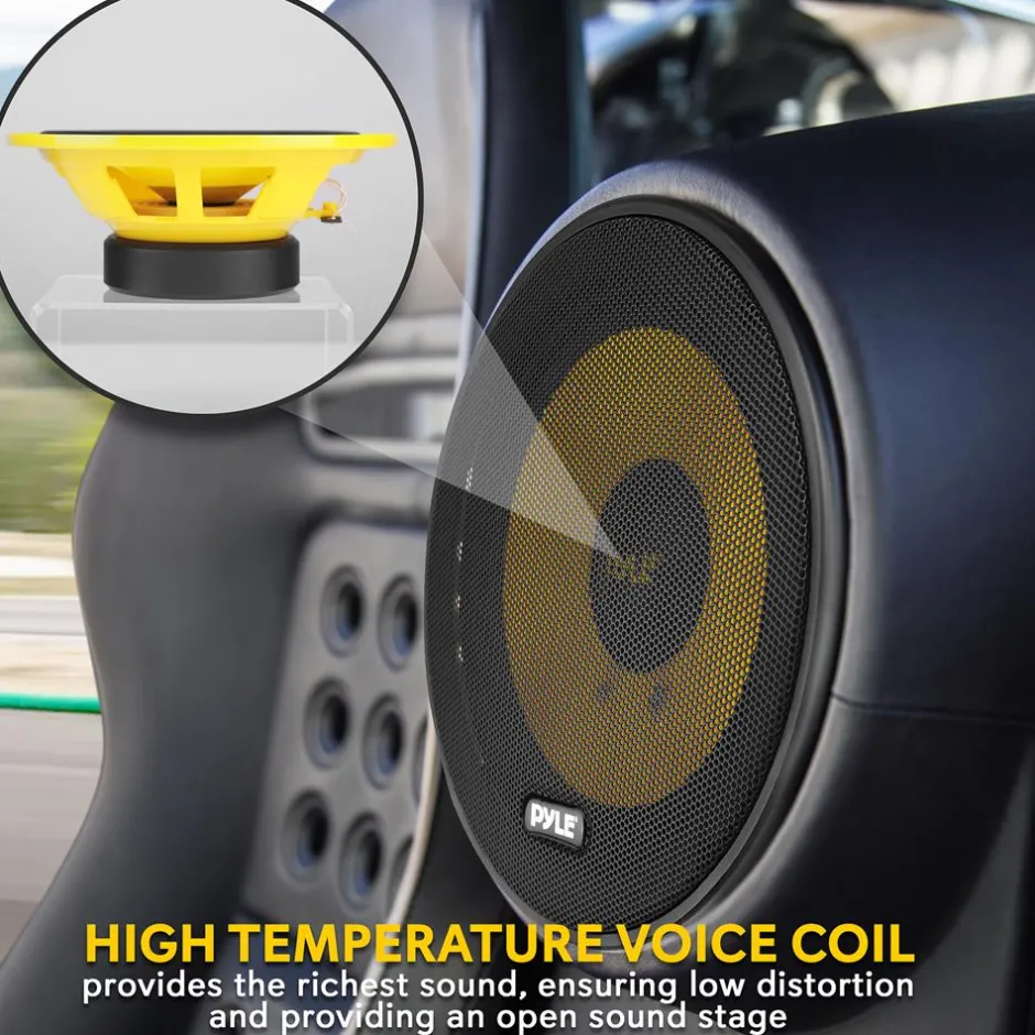 2-Way Component Speaker System 400W Yellow Poly Cone Butyl Surround<Pyle Outlet