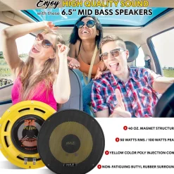 2-Way Component Speaker System 400W Yellow Poly Cone Butyl Surround<Pyle Outlet