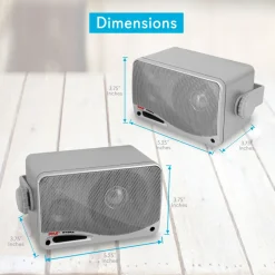 3-Way Waterproof Marine Speakers 200W Aluminum Woofer Silver<Pyle