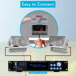 3-Way Waterproof Marine Speakers 200W Aluminum Woofer Silver<Pyle