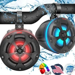 2-Way Waterproof Off-Road Speakers 800W RGB Lights Marine Grade<Pyle