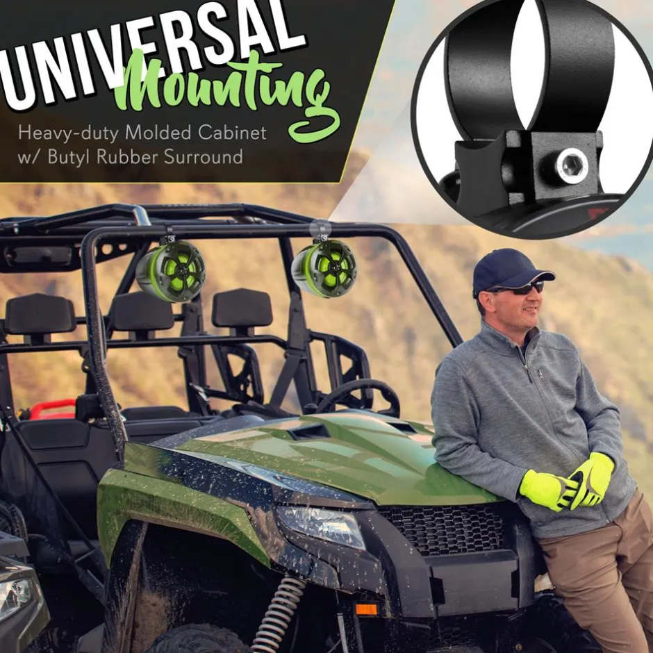 2-Way Waterproof Off-Road Speakers 800W RGB Lights Marine Grade<Pyle