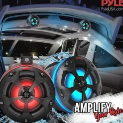 2-Way Waterproof Off-Road Speakers 800W RGB Lights Marine Grade<Pyle