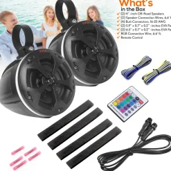 2-Way Waterproof Off-Road Speakers 800W RGB Lights Marine Grade<Pyle
