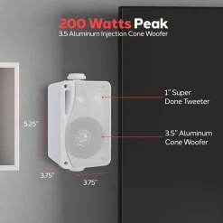3-Way Weatherproof Outdoor Speakers 200W Aluminum Woofer White<Pyle Outlet