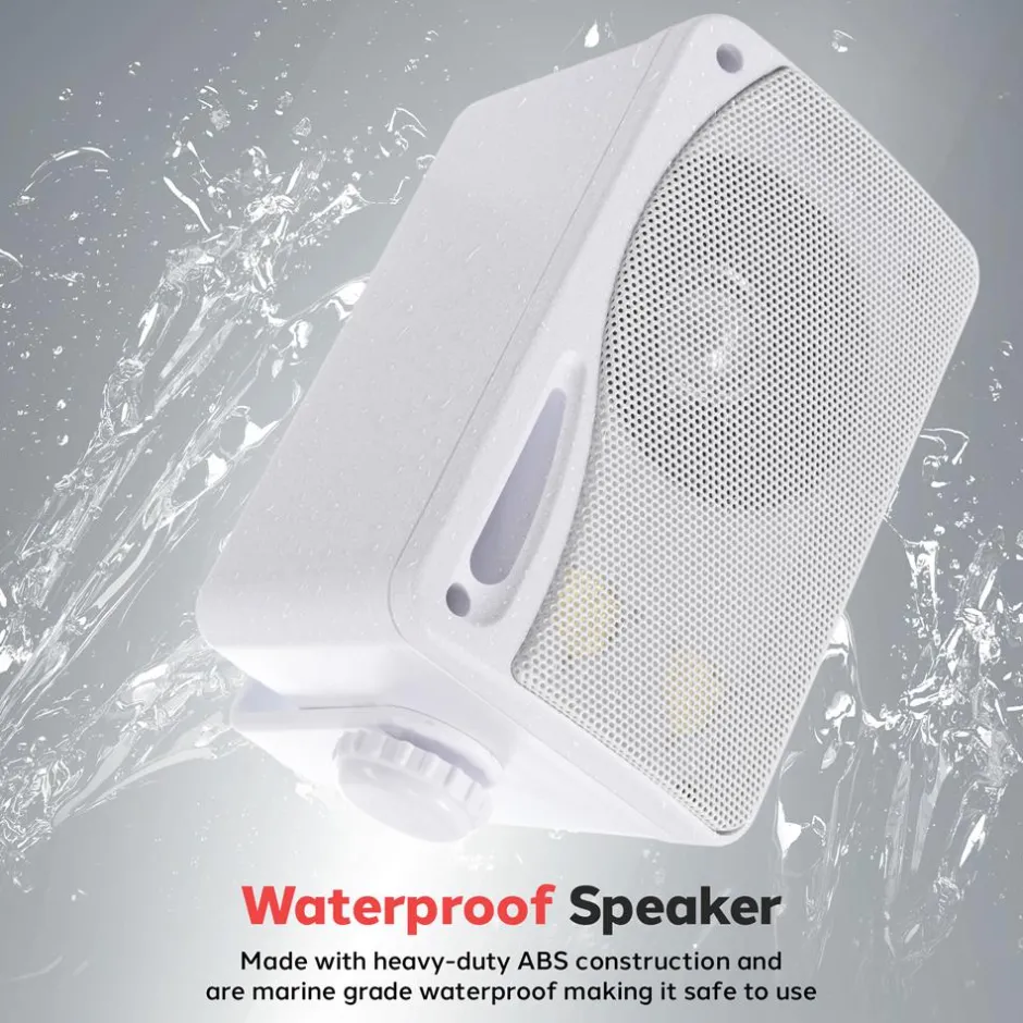 3-Way Weatherproof Outdoor Speakers 200W Aluminum Woofer White<Pyle Outlet