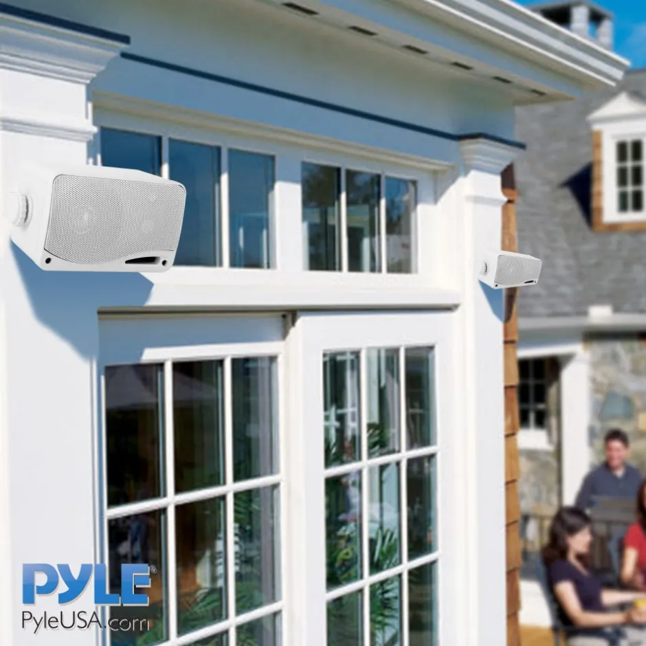 3-Way Weatherproof Outdoor Speakers 200W Aluminum Woofer White<Pyle Outlet