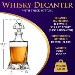 Whiskey Decanter Enhances Taste Crystal Glass 750ml Capacity<NutriChef Hot