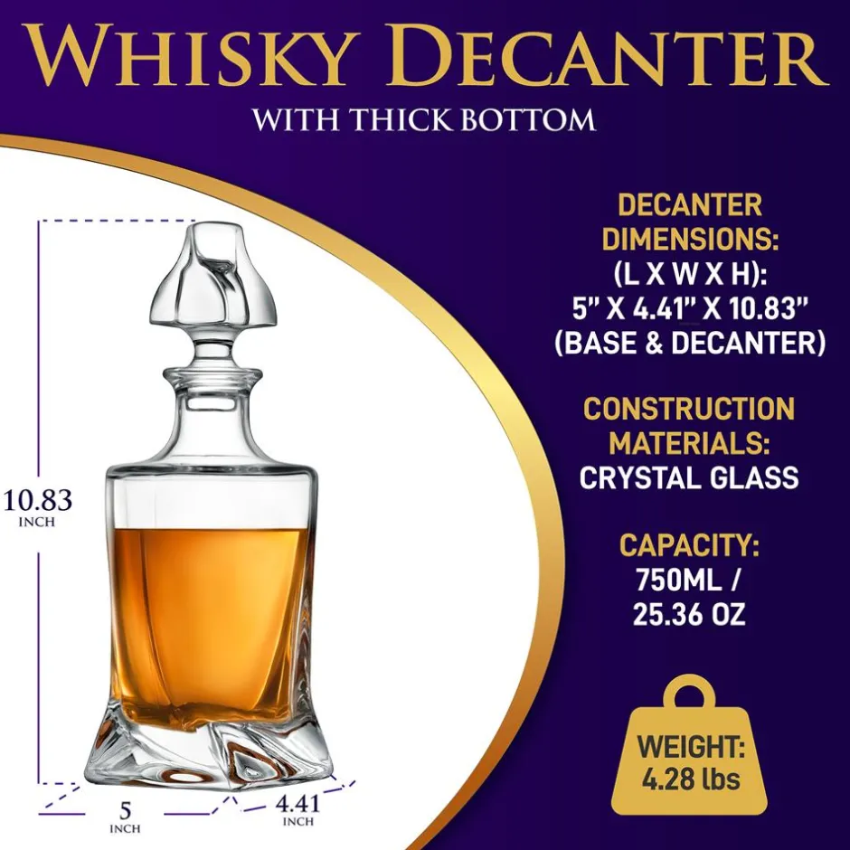 Whiskey Decanter Enhances Taste Crystal Glass 750ml Capacity<NutriChef Hot