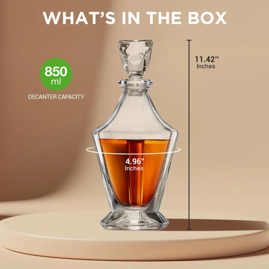 Whiskey Decanter Enhances Taste Crystal Glass 850ml<NutriChef Discount
