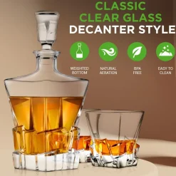 Whiskey Decanter, Enhances Taste, Crystal Glass, 750ml Capacity<NutriChef Outlet