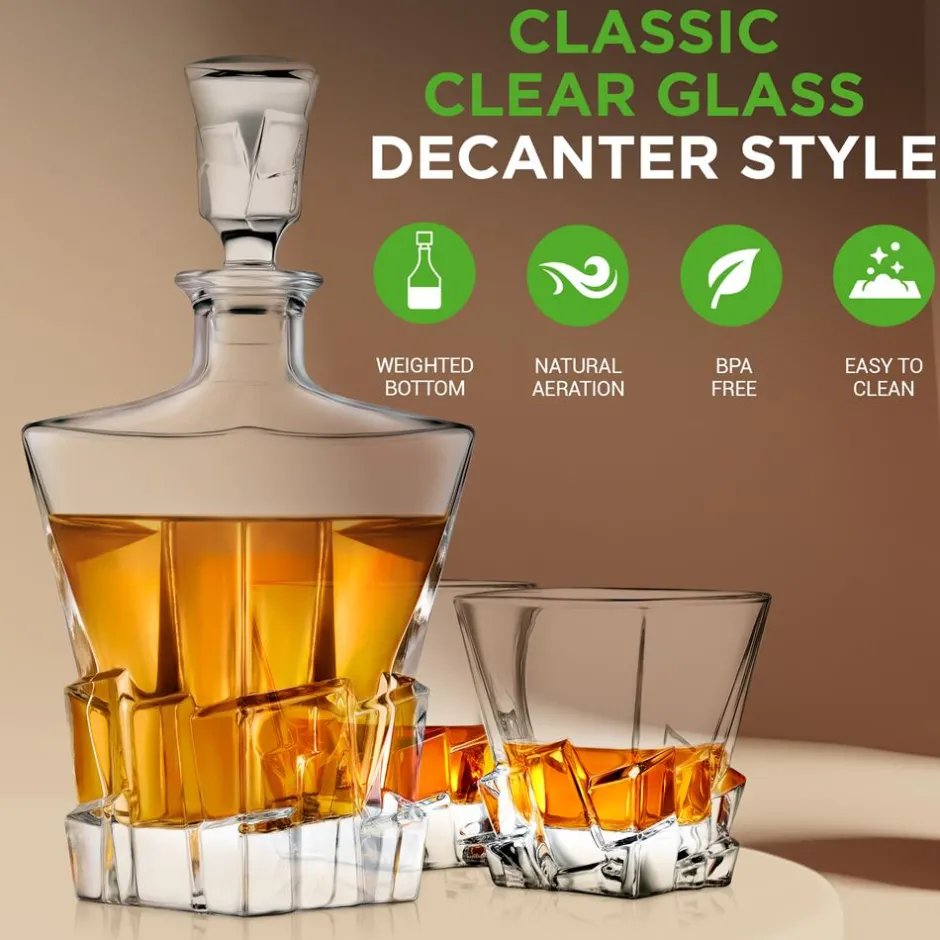 Whiskey Decanter, Enhances Taste, Crystal Glass, 750ml Capacity<NutriChef Outlet