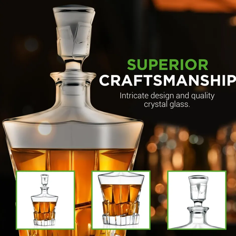 Whiskey Decanter, Enhances Taste, Crystal Glass, 750ml Capacity<NutriChef Outlet