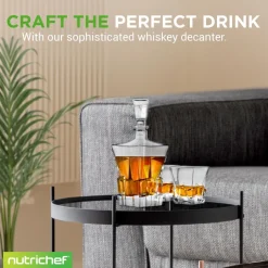 Whiskey Decanter, Enhances Taste, Crystal Glass, 750ml Capacity<NutriChef Outlet