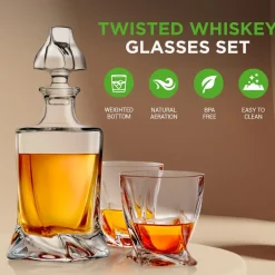 Whiskey Decanter Set - Enhances Flavor - Crystal Glass - Clear<NutriChef