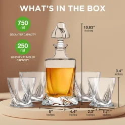 Whiskey Decanter Set - Enhances Flavor - Crystal Glass - Clear<NutriChef
