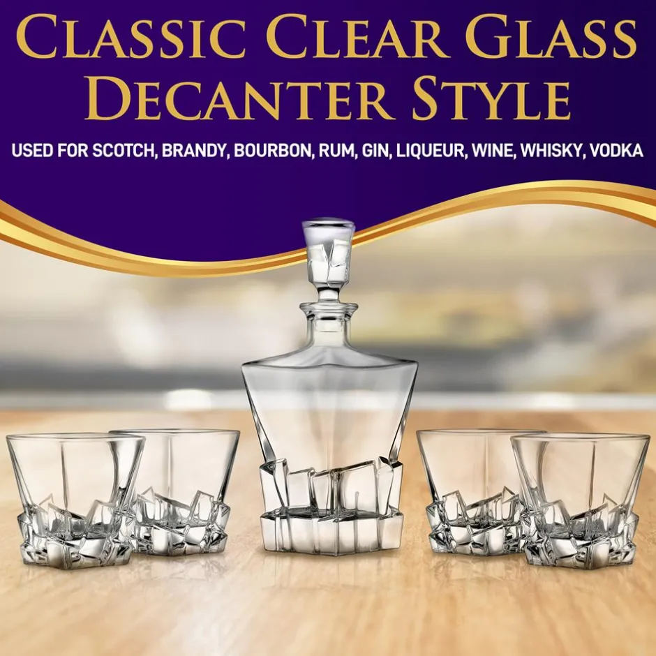 Whiskey Decanter Set Enhances Flavor Crystal Glass Clear<NutriChef Sale