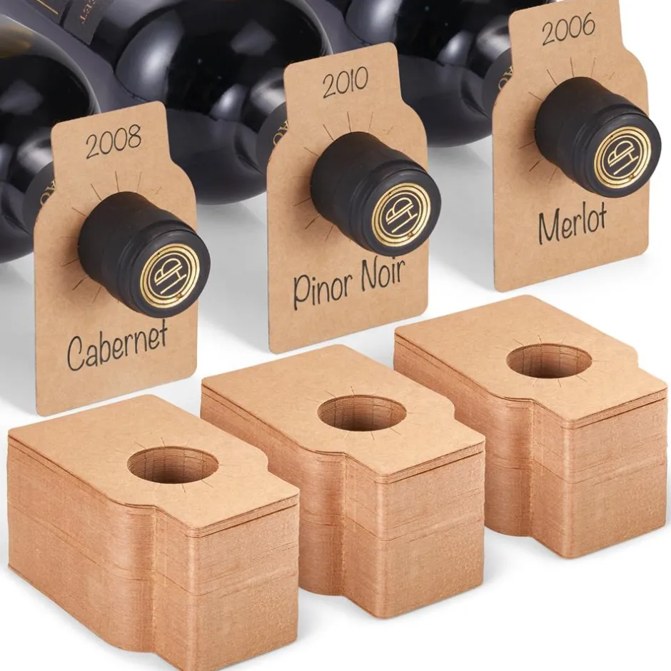 Wine Bottle Tags, Customizable Brown Paper, 200 Pcs for Cellar Collection<SereneLife New