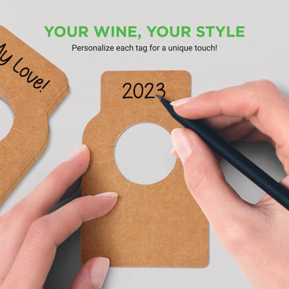 Wine Bottle Tags, Customizable Brown Paper, 200 Pcs for Cellar Collection<SereneLife New