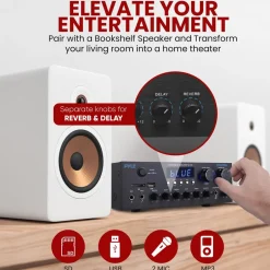 Wireless Amplifier 300W Power Bluetooth Streaming Metal Panel<Pyle Online