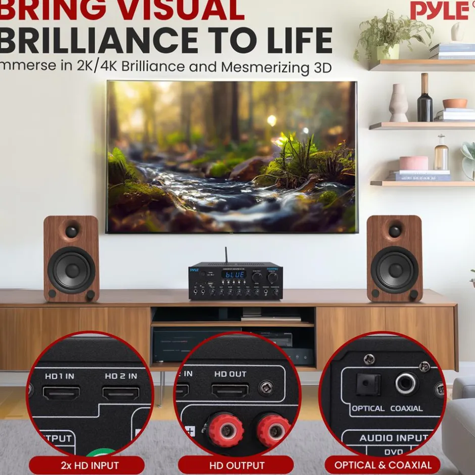Wireless Amplifier 300W Power Bluetooth Streaming Metal Panel<Pyle Online