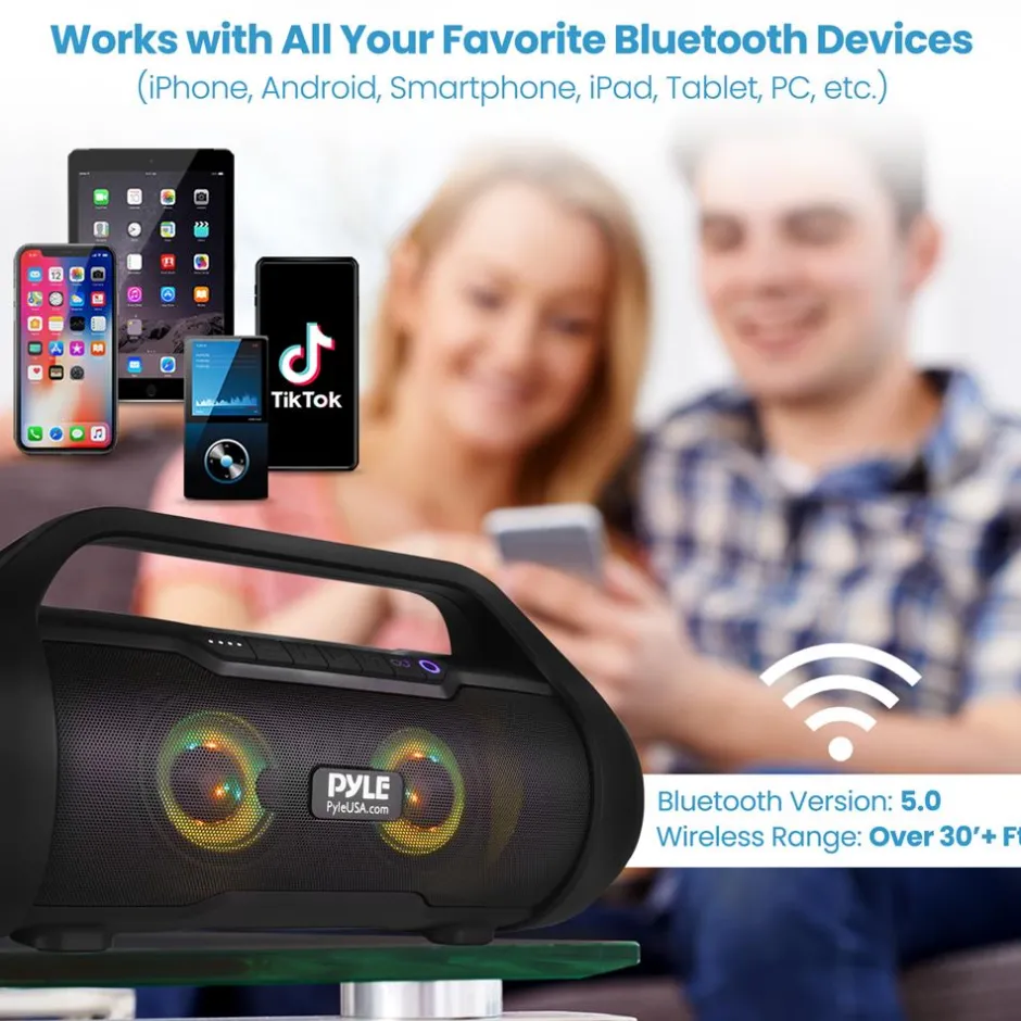 Wireless Bluetooth Boombox Speaker - Monstrous Sound, Waterproof, 40W<Pyle Clearance