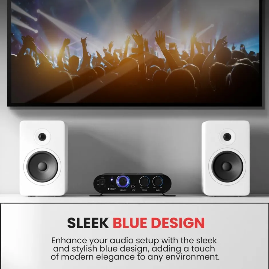 Wireless Bluetooth Mini Amplifier - 90W Power, Compact Design, Blue<Pyle Best