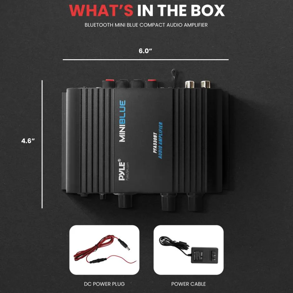 Wireless Bluetooth Mini Amplifier - 90W Power, Compact Design, Blue<Pyle Best