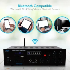 Wireless Bluetooth PA Amplifier 500W Compact Audio System w/ Mic Input<Pyle Online