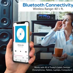Wireless Bluetooth Stereo Amplifier 240W Blue LED Display USB/SD/FM<Pyle Clearance