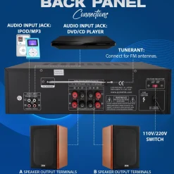 Wireless Bluetooth Streaming Stereo Receiver Amplifier with FM<Pyle Outlet