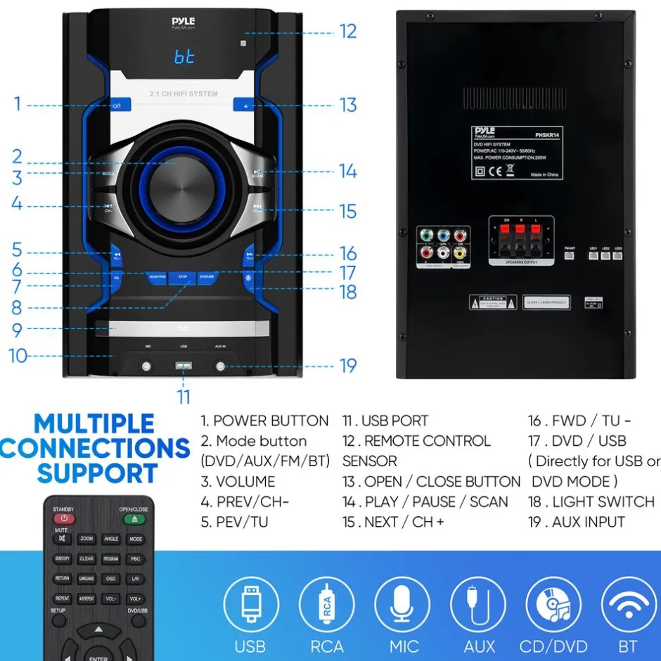 Wireless Bt Streaming Dvd Stereo System<Pyle Online
