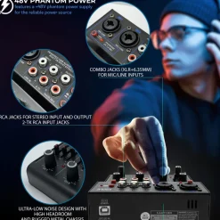 Wireless 4-Channel Audio Mixer - Bluetooth, USB Interface, Echo Effect<Pyle