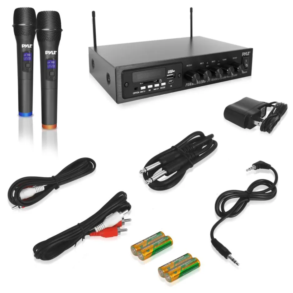 Wireless Karaoke Mic Set, Bluetooth Streaming, Dual Mics, MP3/USB/SD Readers<Pyle Discount