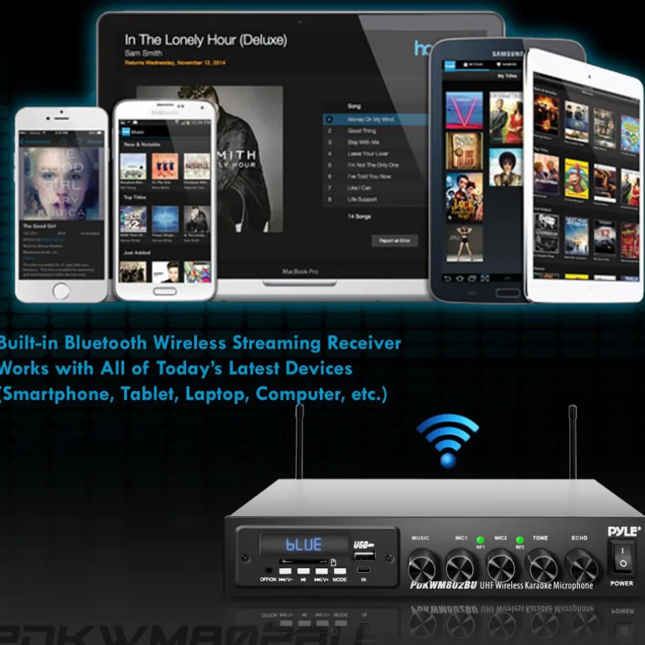 Wireless Karaoke Mic Set, Bluetooth Streaming, Dual Mics, MP3/USB/SD Readers<Pyle Discount