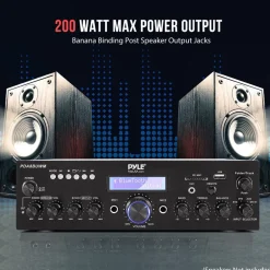 Wireless Microphone Amplifier 200W Bluetooth Streaming Dual Mic Inputs<Pyle Sale