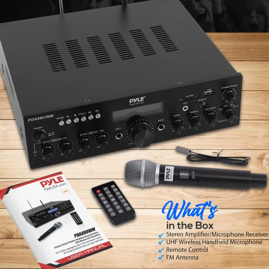 Wireless Microphone Amplifier 200W Bluetooth Streaming Dual Mic Inputs<Pyle Sale