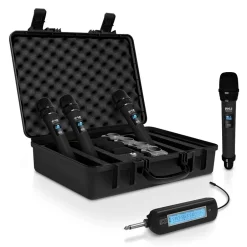 Wireless Microphone System 4-Channel UHF Low Distortion Quad Set<Pyle Best
