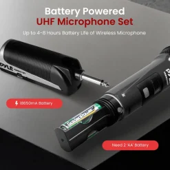 Wireless Microphone System 4-Channel UHF Low Distortion Quad Set<Pyle Best